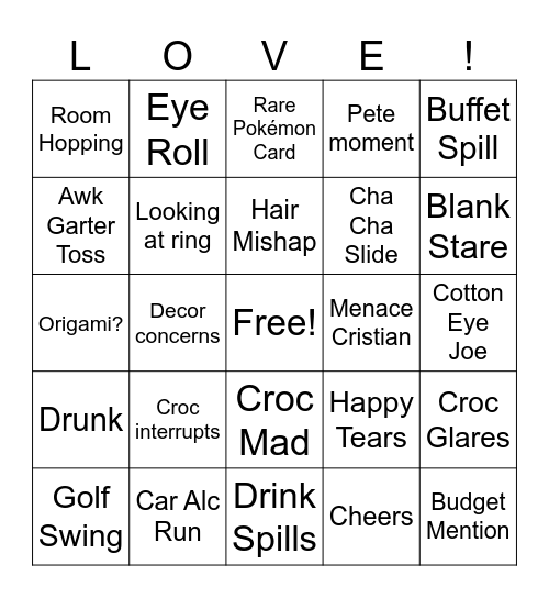 Wedding Bingo Card