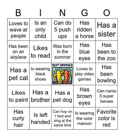 Best Buddies Bingo Card