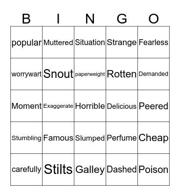 Geronimo Stilton vocabulary Bingo Card