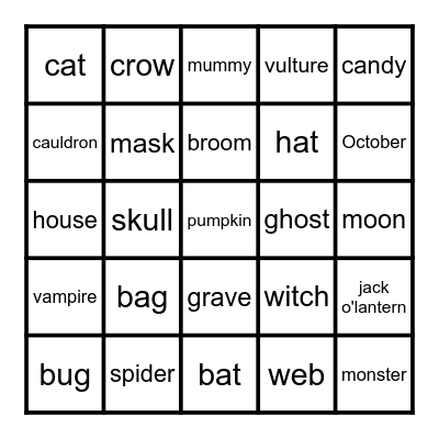 Halloween Bingo Card