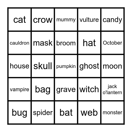 Halloween Bingo Card