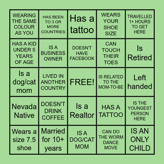 MEET THE GUEST BINGO Card