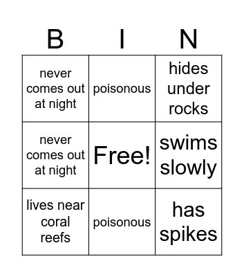 Fish Facts Bingo Card