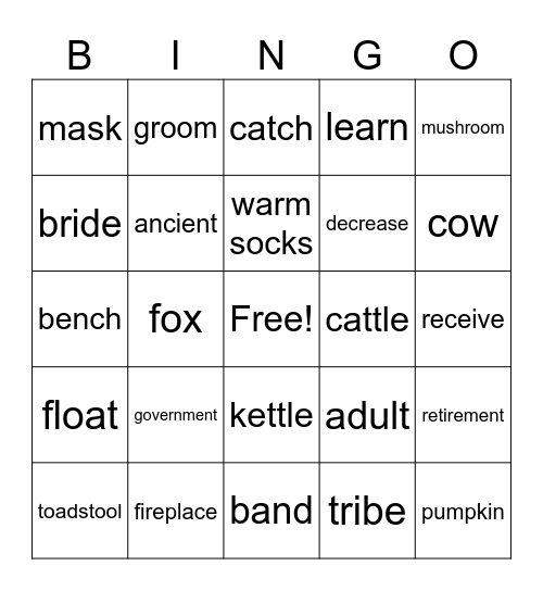 Life Teens Bingo Card