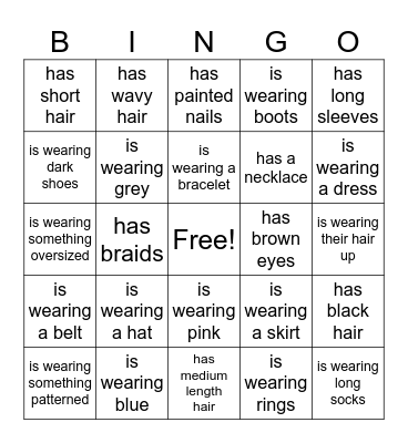 Physical Descriptions 2 Bingo Card