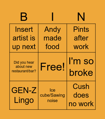 Adam's Bingo Card