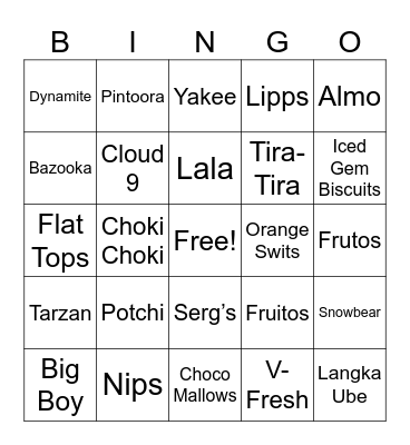 Candy Bingo Card