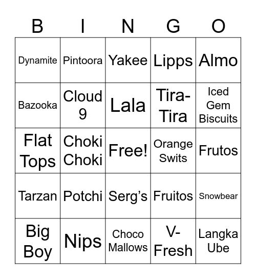 Candy Bingo Card