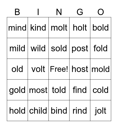 Step 2.3 Bingo Card