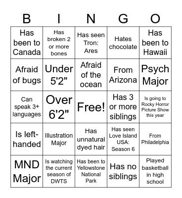Social Butterfly Bingo Card