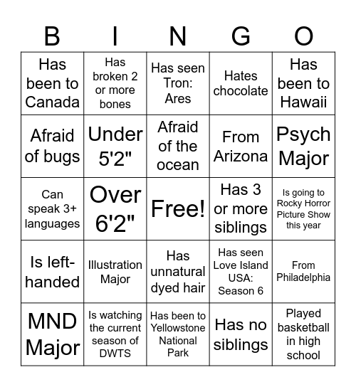 Social Butterfly Bingo Card