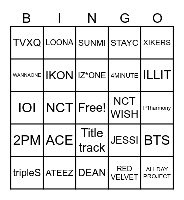 K-POP BINGO Card