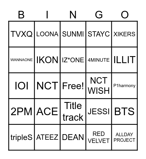 K-POP BINGO Card