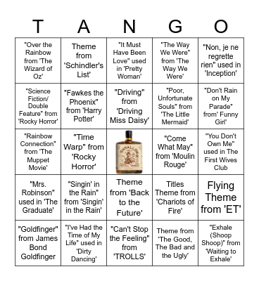 Music from Movies Bingo Card
