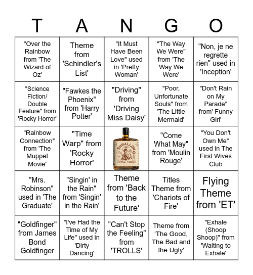 Music from Movies Bingo Card