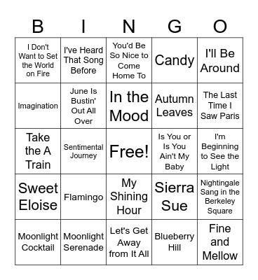Tunes From 40's BINGO Card