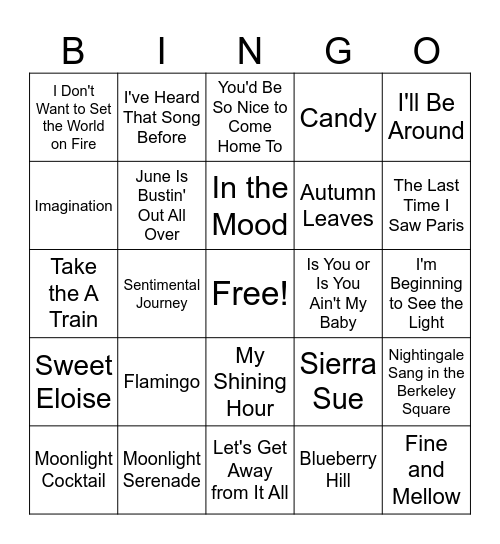 Tunes From 40's BINGO Card