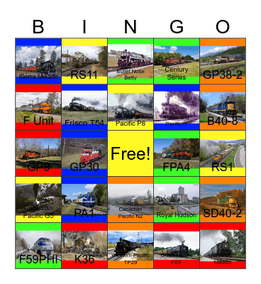 Best Train Excursions in the U.S.A and Canada Bingo Card