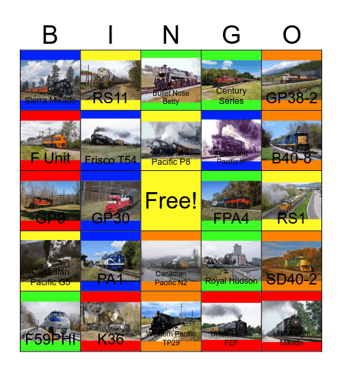 Best Train Excursions in the U.S.A and Canada Bingo Card