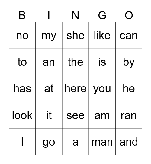 Sight Words: Adriana Bingo Card