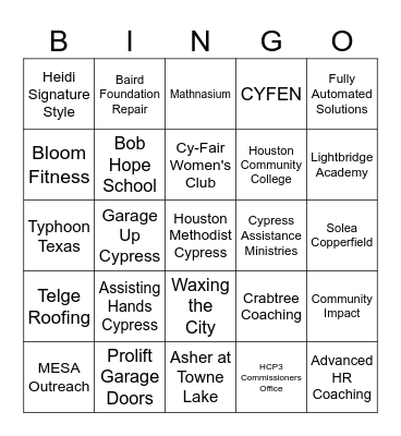 Fall Business Expo 2025 Bingo Card
