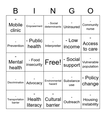 Chapter 23 Bingo Card