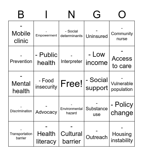 Chapter 23 Bingo Card