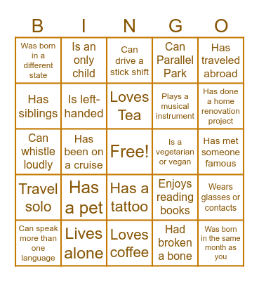 HOME SWEET HOME Bingo Card