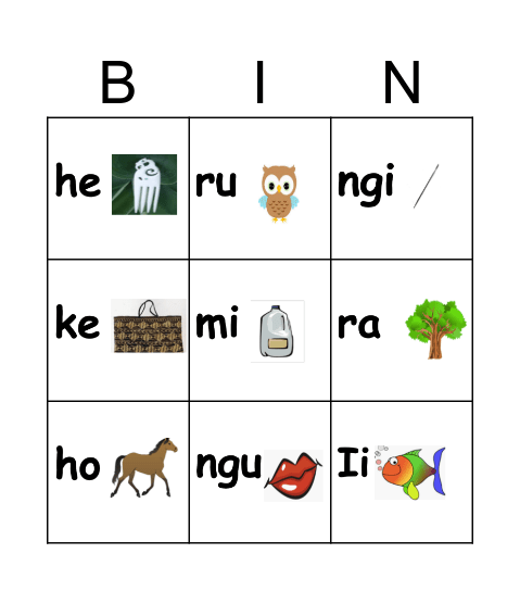 Kūoro Māori Bingo Card