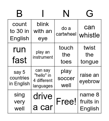 Find someone who can... Bingo Card
