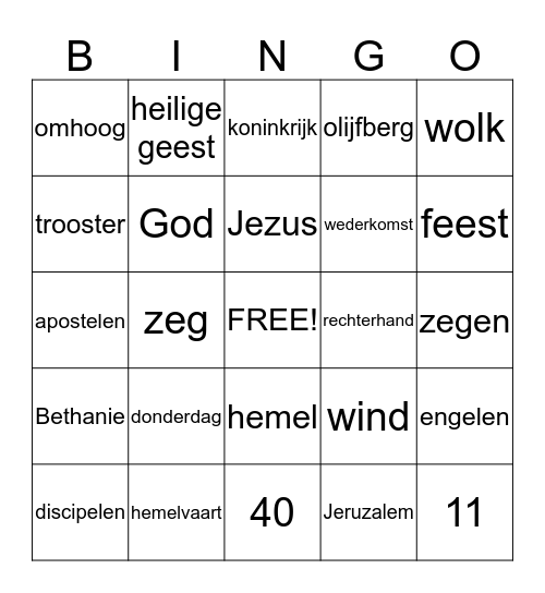 Hemelvaart  Bingo Card