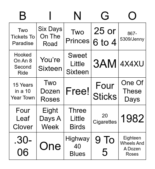By The Numbers Bingo Card