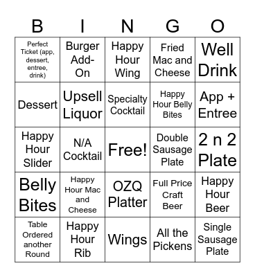 Sales Competition Bingo Card