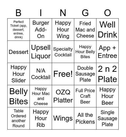 Sales Competition Bingo Card