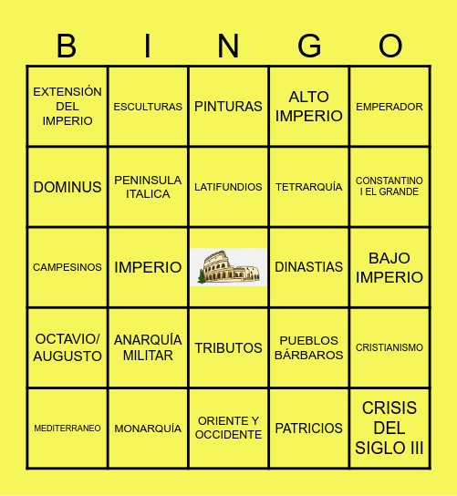 BINGO DEL IMPERIO ROMANO Bingo Card
