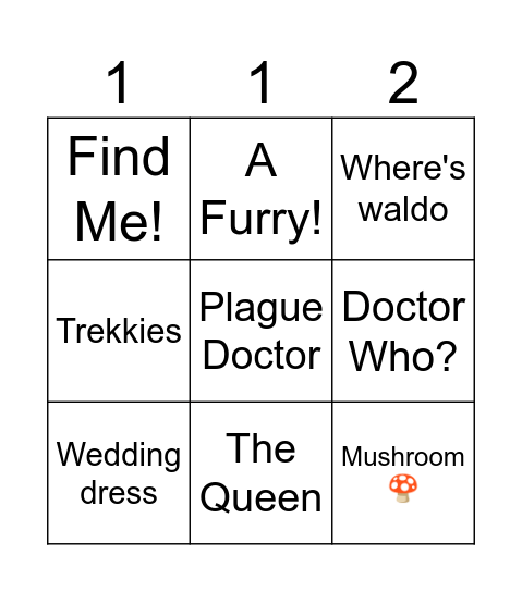 Renaissance Faire Bingo Card