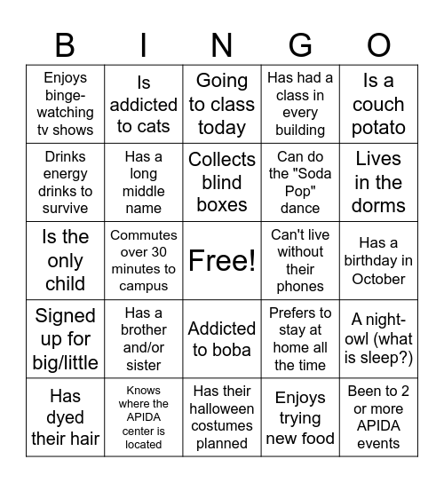 APIDA GBM #3 Bingo Card
