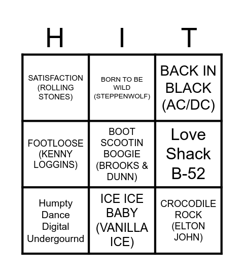 Quick Hits Bingo Card