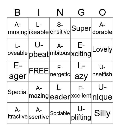 What is A-L-E-X-U-S? Bingo Card