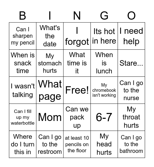 END OF 1ST QTR BINGO Card