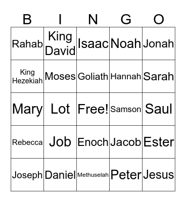 Bible Characters Bingo Card