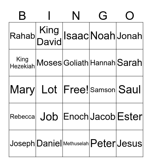Bible Characters Bingo Card