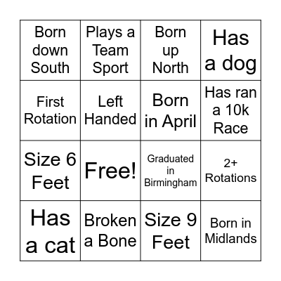Mingle Bingo Card