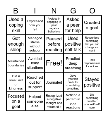 Survival Bingo Card