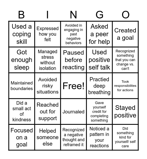 Survival Bingo Card