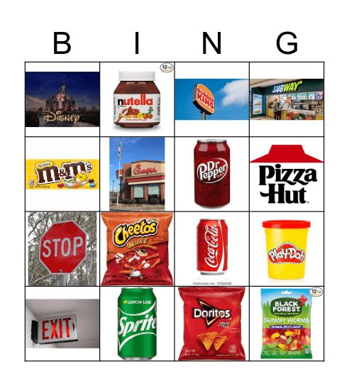 Environmental Print Bingo Card