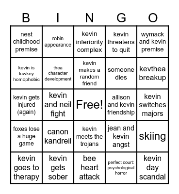 kevin day Bingo Card