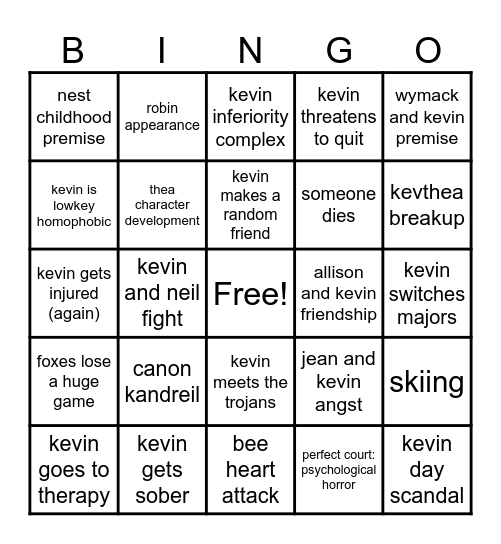 kevin day Bingo Card