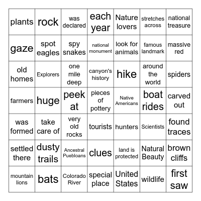 A Natural Beauty Bingo Card