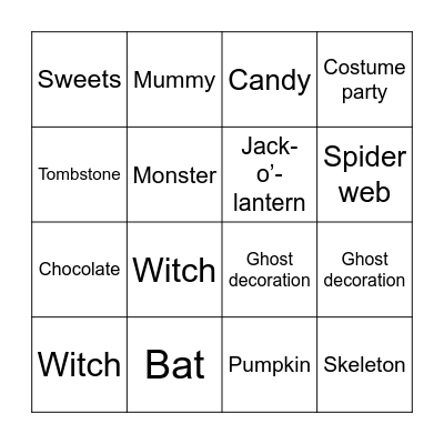 Halloween Bingo Card